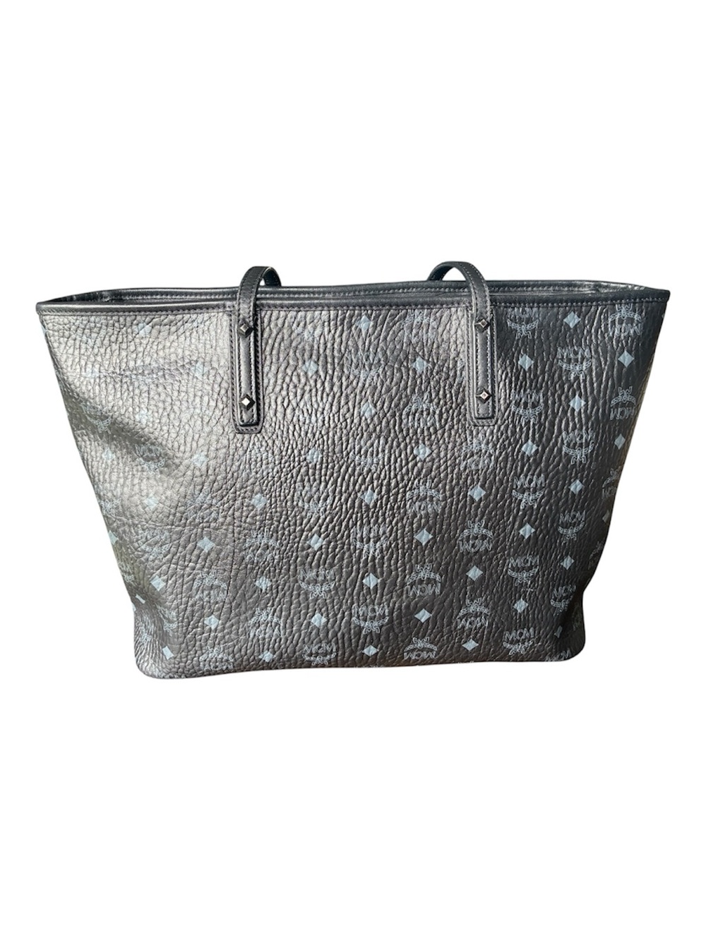 MCM Black Monogram Pebbled Leather Tote with Matching Wallet - Picture 10 of 14